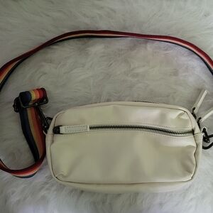 Marine Layer NWOT Rainbow Strap Cream Coated Fabric Small Handbag
